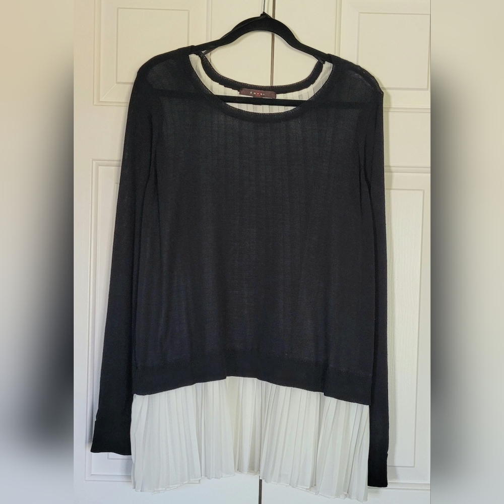 Fever Faux Layered Sweater Black  Blouse Lightweight Size: X-Large